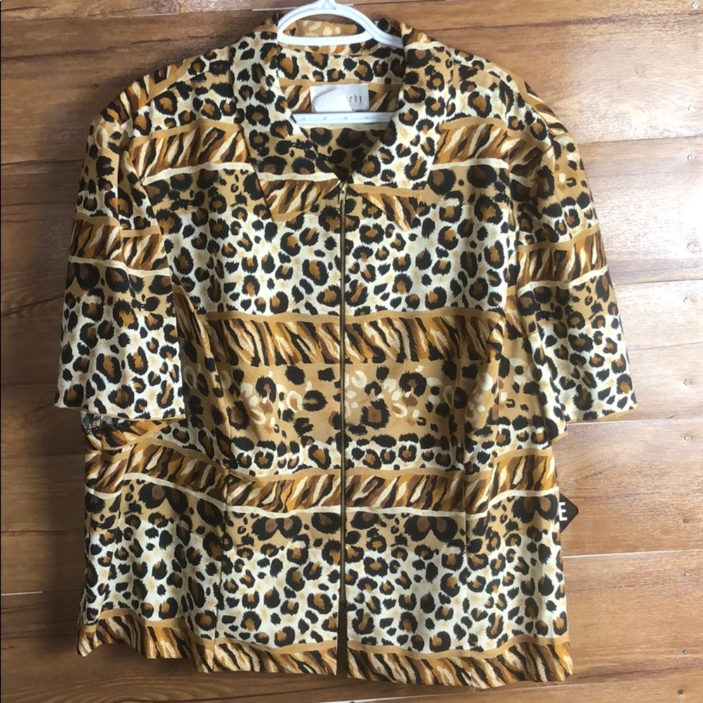 Lady Dorby full zip cheetah blouse size: 24W new with tags